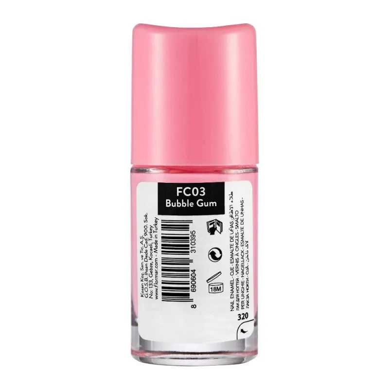 flormar full color nail enamel, fc03 bubble gum, 8ml image2