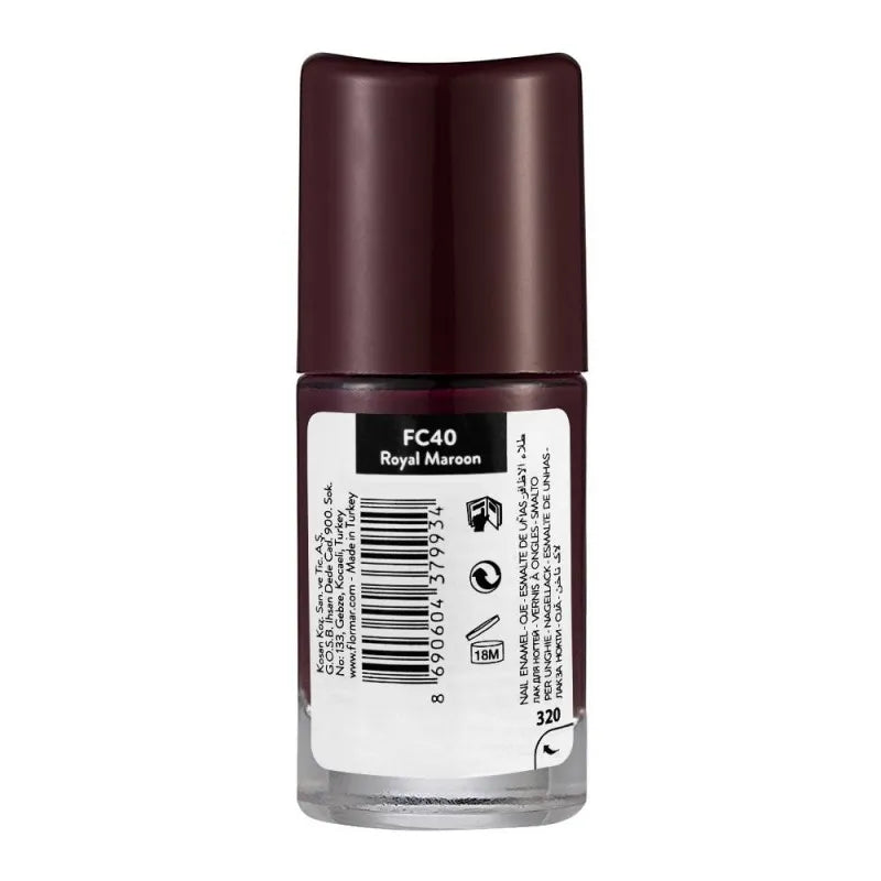 flormar full color nail enamel, fc40 royal maroon, 8ml image2