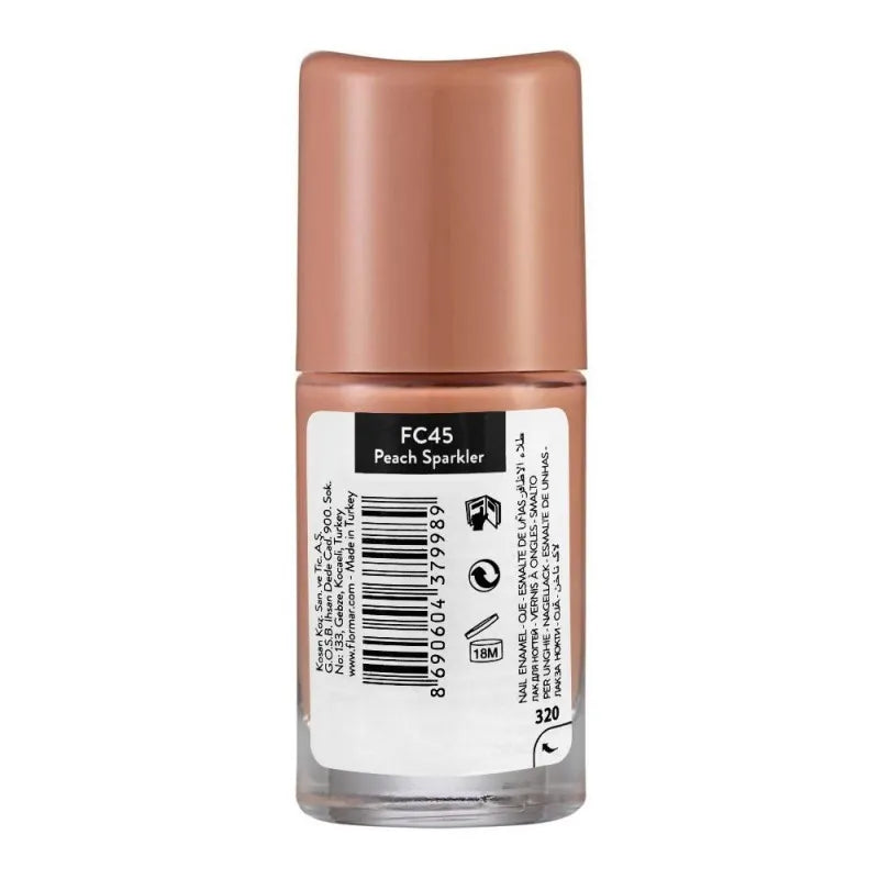 flormar full color nail enamel, fc45 peach sparkler, 8ml image2