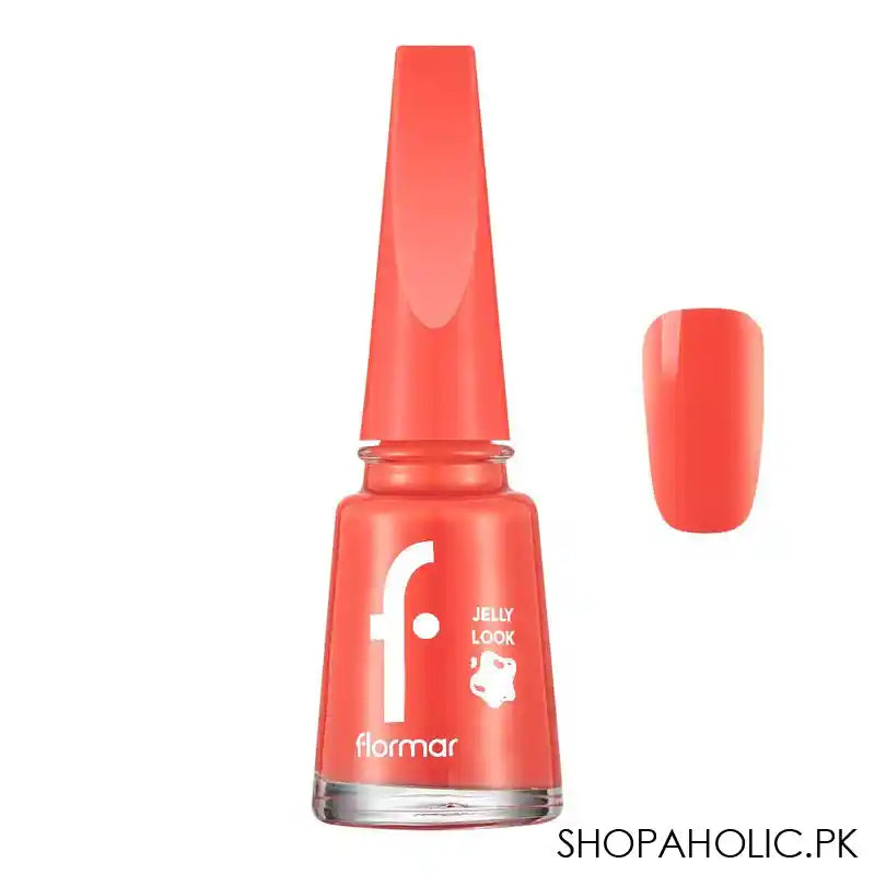 Flormar Jelly Look Nail Enamel, Gel Nail Polish, Thick Brush, Precious Coral, 11ml, JL79 - Main Image