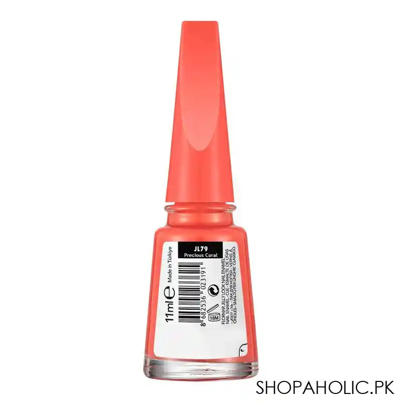 Flormar Jelly Look Nail Enamel, Gel Nail Polish, Thick Brush, Precious Coral, 11ml, JL79 - Image 2