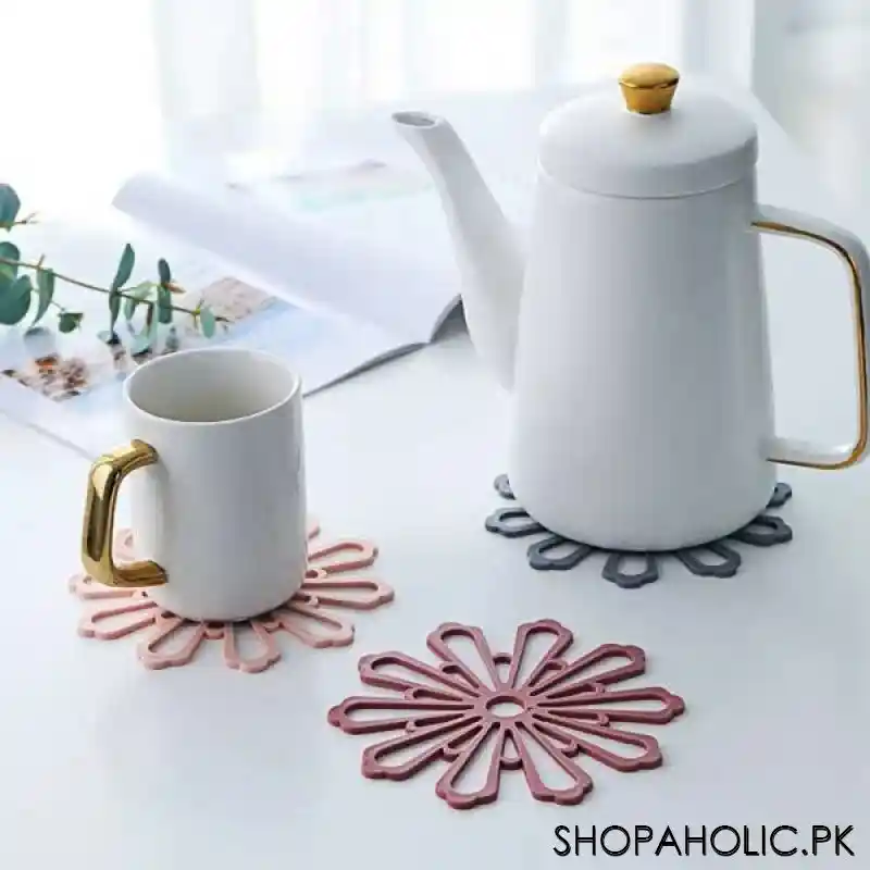 flower shape coasters non slip heat resistant silicone mat image4