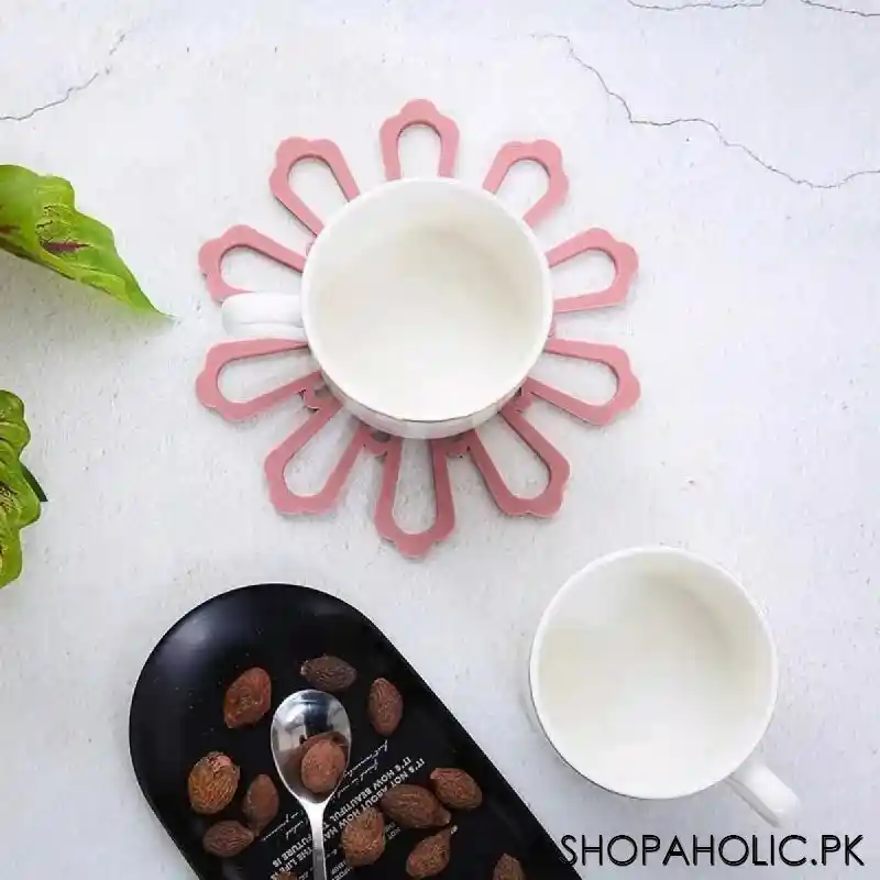 flower shape coasters non slip heat resistant silicone mat image5