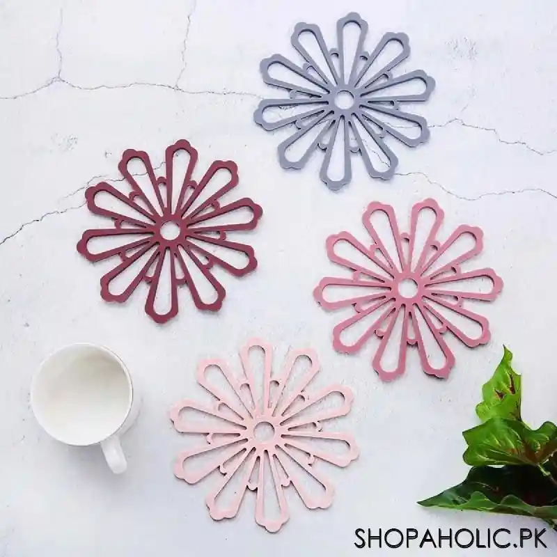 flower shape coasters non slip heat resistant silicone mat image6