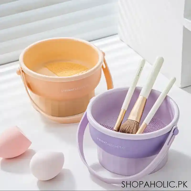 foldable makeup brush cleaning bowl main image