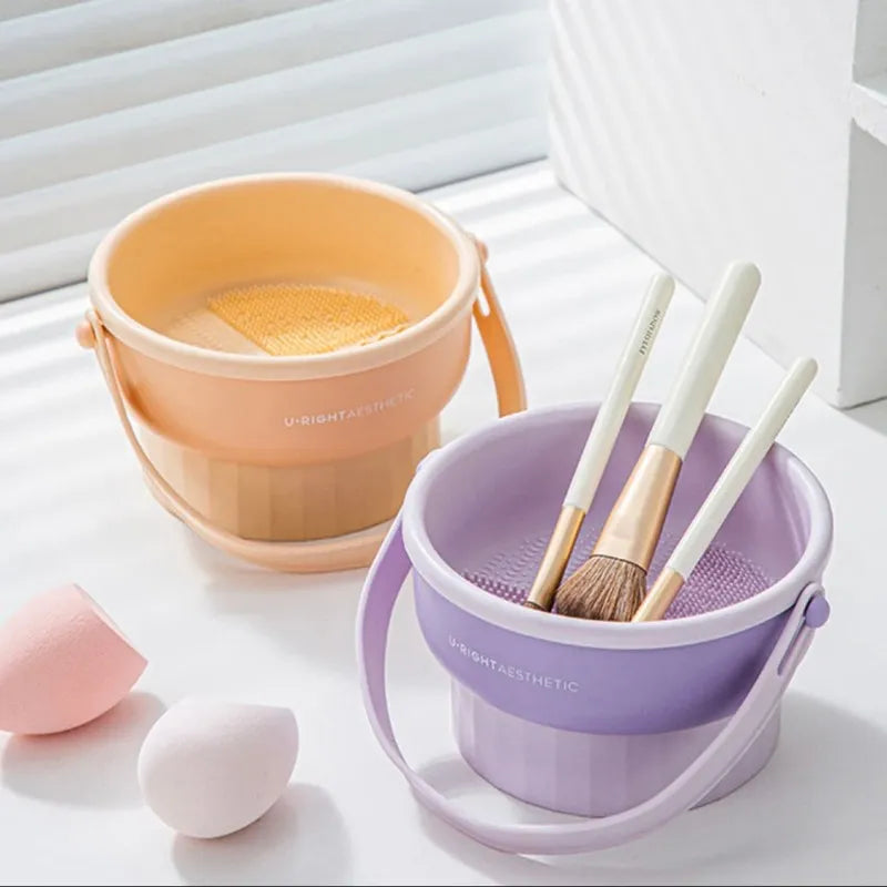 foldable makeup brush cleaning bowl main image