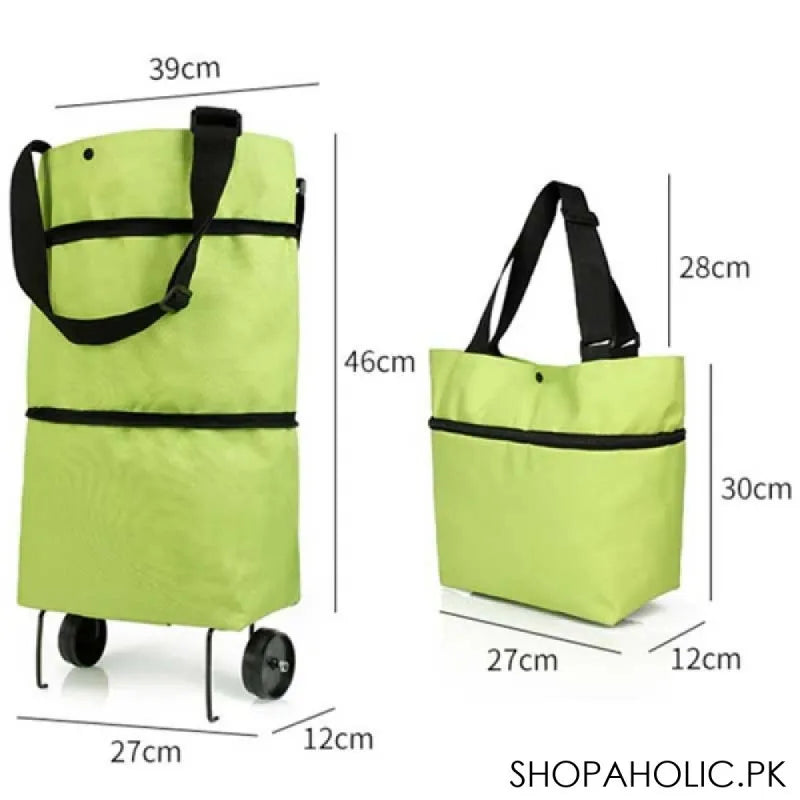 folding shopping pull cart trolley bag with wheels image2