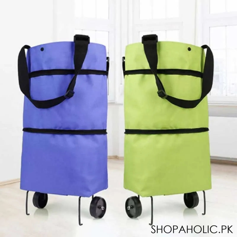 folding shopping pull cart trolley bag with wheels image5