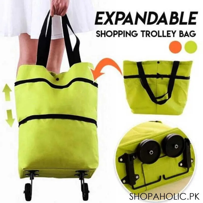 folding shopping pull cart trolley bag with wheels image6