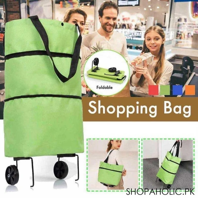 folding shopping pull cart trolley bag with wheels main image