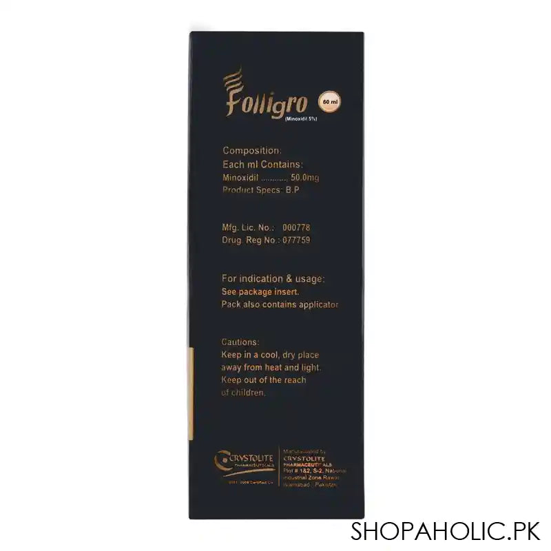 Folligro Minoxidil 5% Hair Regrowth Treatment For Men & Women, For Baldness & Thinning, 60ml - Image 3