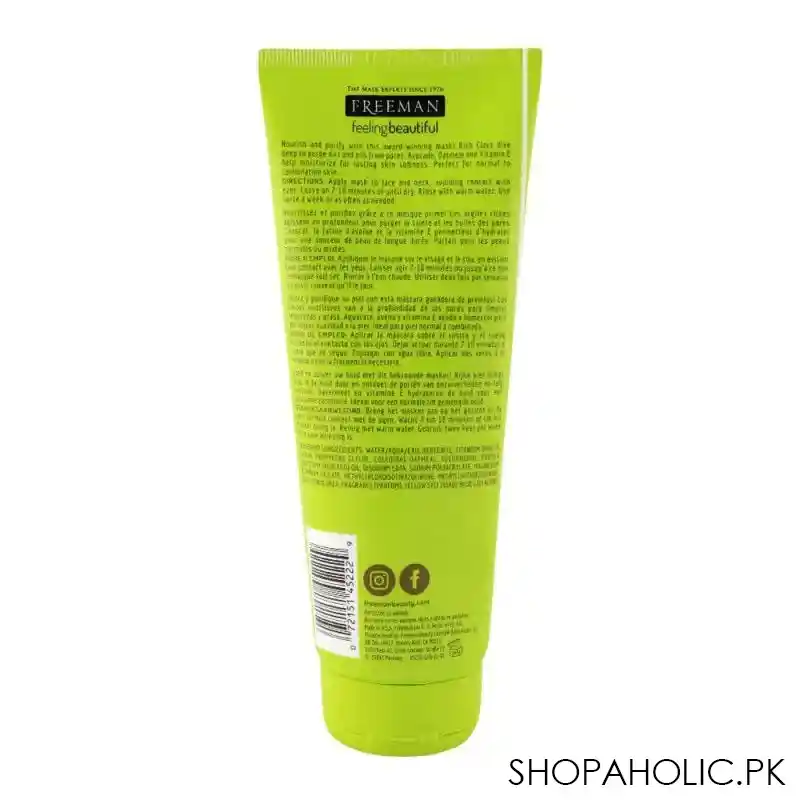 freeman avocado & oatmeal facial clay mask 175ml image2