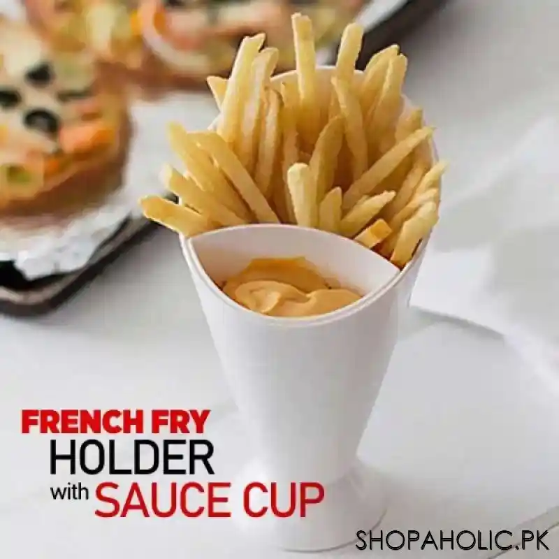 french fry holder with dipping sauce cup main image