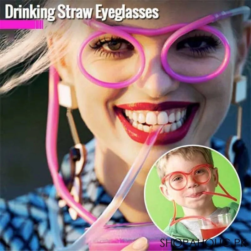 funny drinking straw eyeglasses main image