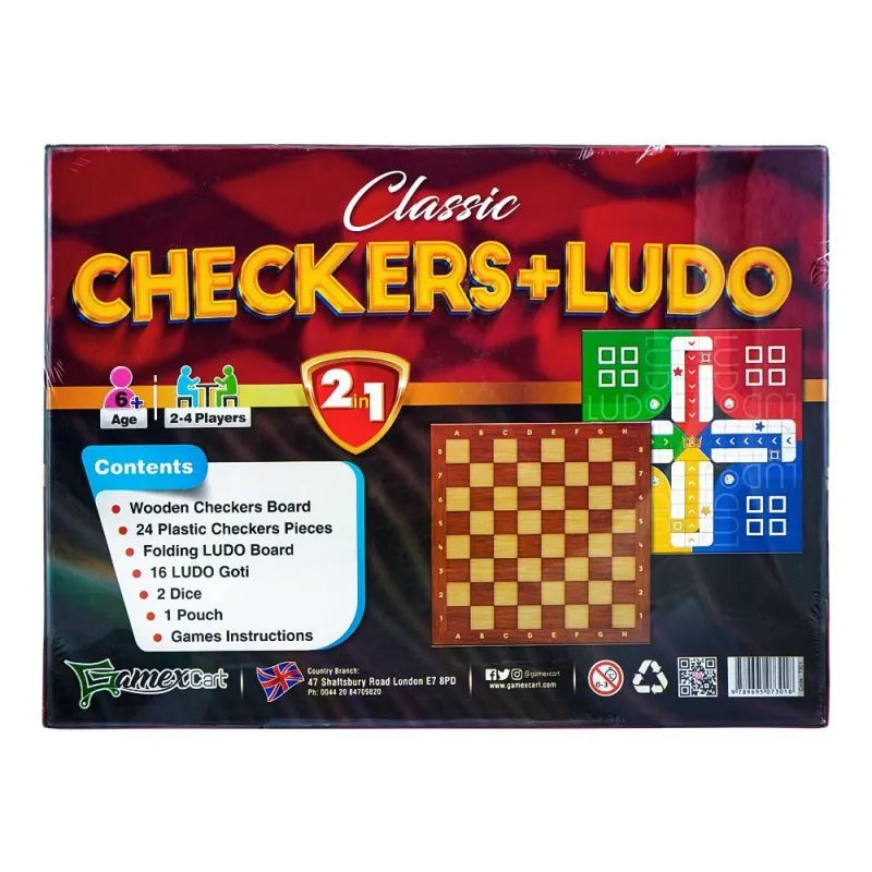 gamex cart 2 in 1 classic checker & ludo game, for 6+ years, 430 7301 image2