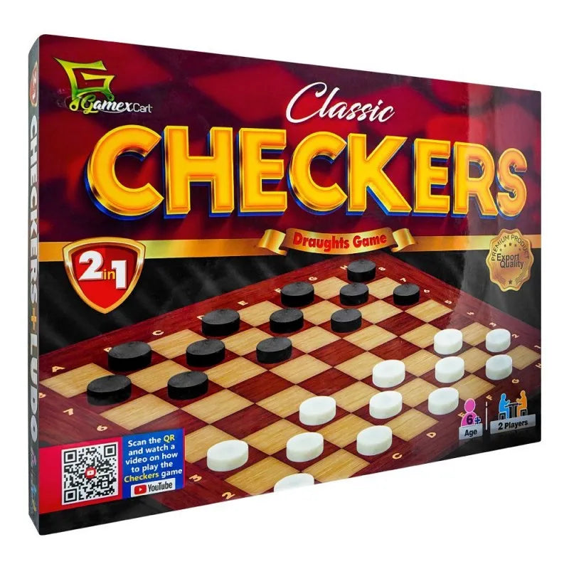 gamex cart 2 in 1 classic checker & ludo game, for 6+ years, 430 7301 main image