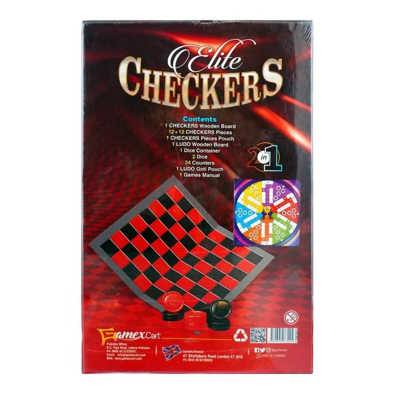 gamex cart 2 in 1 elite checkers & ludo game, for 6+ years, 431 7302 image2