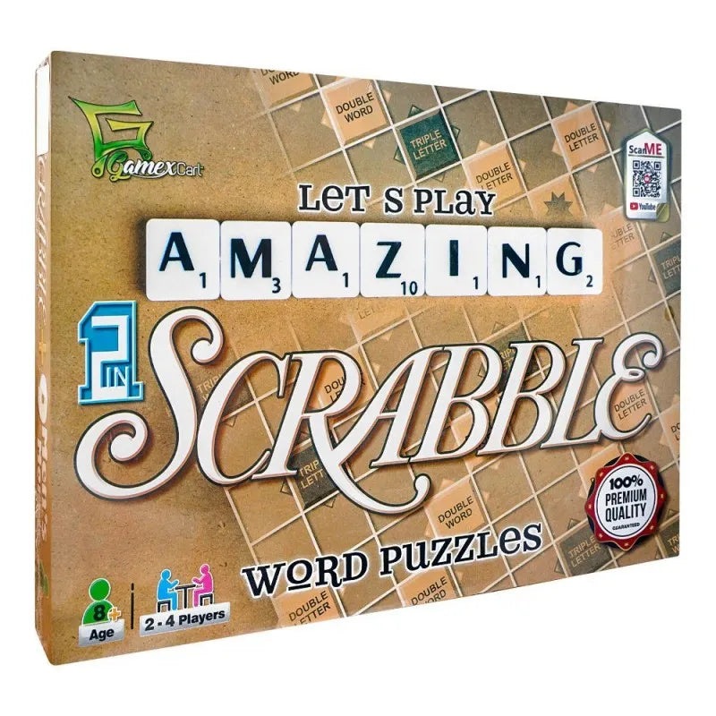 gamex cart 2 in 1 scrabble word puzzle & 9 men's morris game, for 8+ years, 428 7502 main image