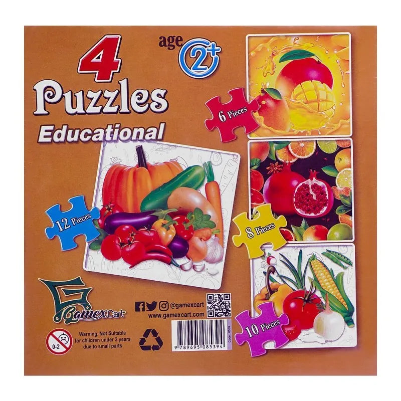 gamex cart 4 puzzle fruits & vegetables, for 2+ years, 414 8539 image2