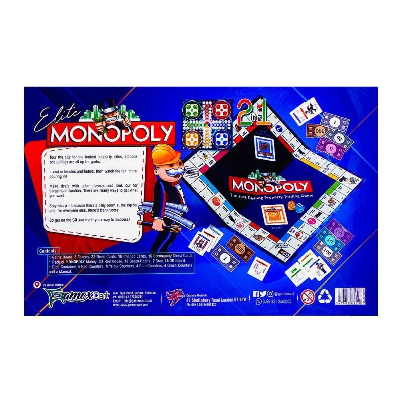 gamex cart elite 2 in 1 monopoly, for 7+ years, 419 7202 image2