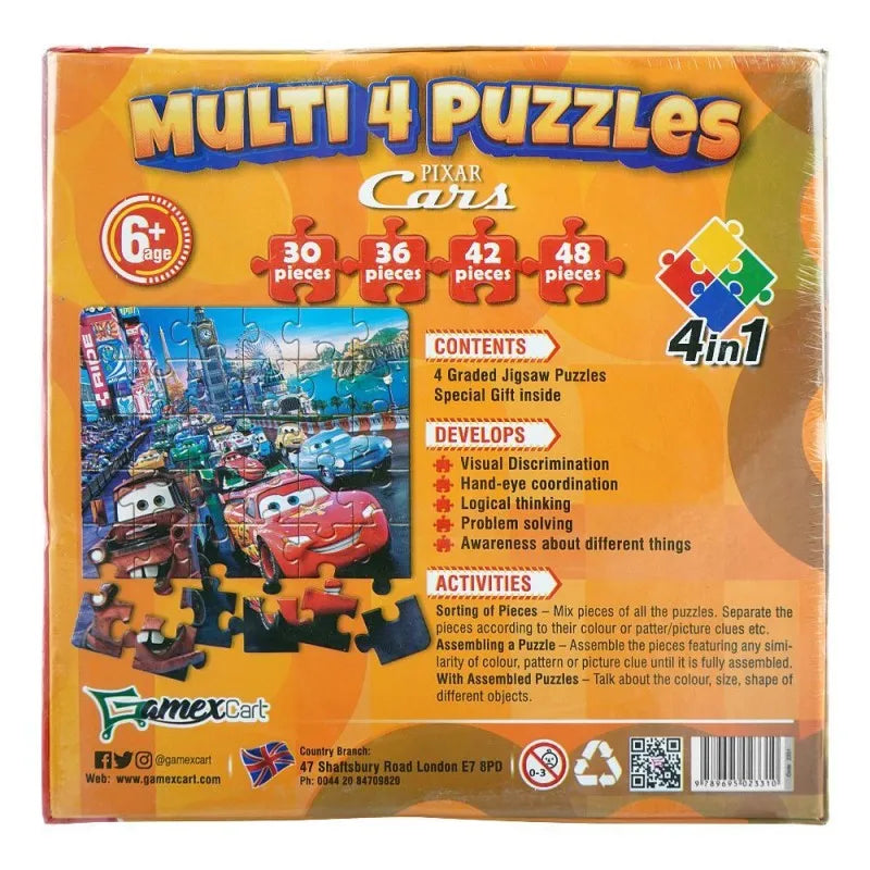 gamex cart multi 4 puzzles 4 in 1 pixar cars, for 6+ years, 437 8403 2331 image2