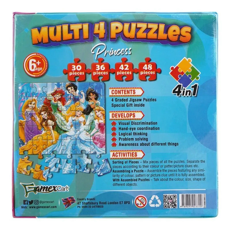 gamex cart multi 4 puzzles 4 in 1 princess, for 6+ years, 437 8404 2331 image2