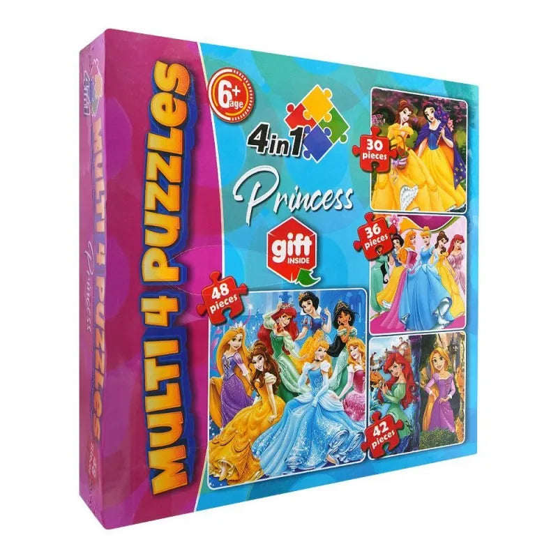 gamex cart multi 4 puzzles 4 in 1 princess, for 6+ years, 437 8404 2331 main image