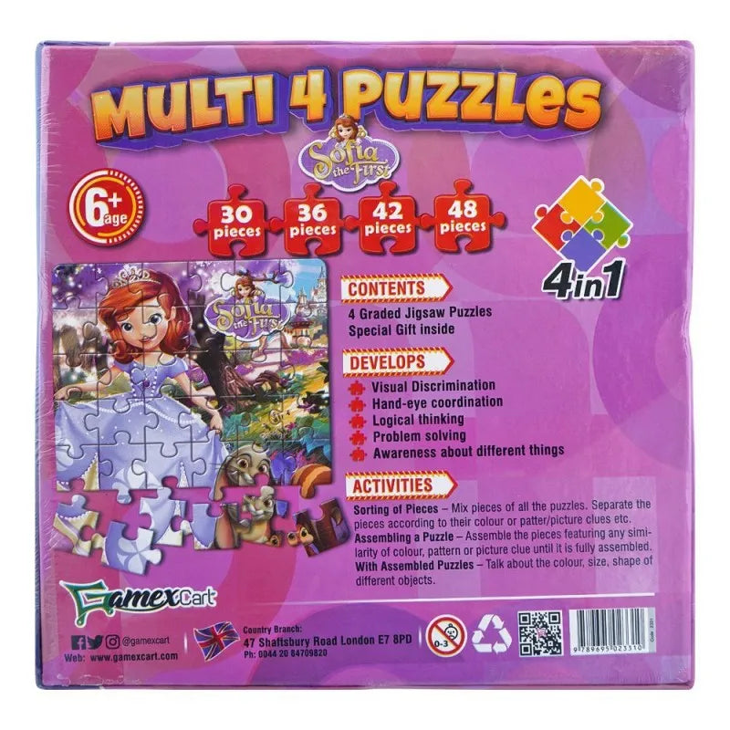 gamex cart multi 4 puzzles 4 in 1 sofia the first, for 6+ years, 437 8405 2331 image2