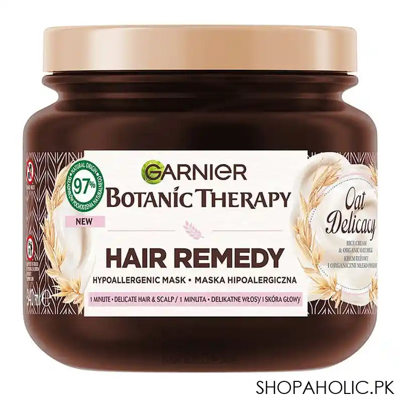 Garnier Botanic Therapy Hair Remedy Hypo Allergenic Mask With Oat Delicacy, Cruelty Free, 340ml - Main Image