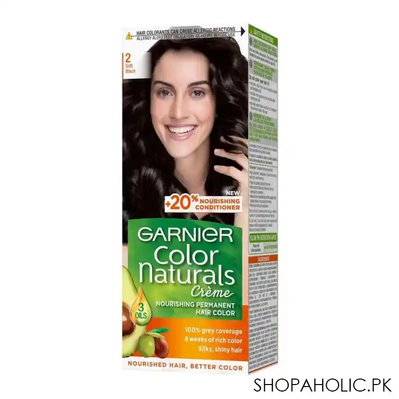 garnier color naturals creme hair colour, 2 soft black main image