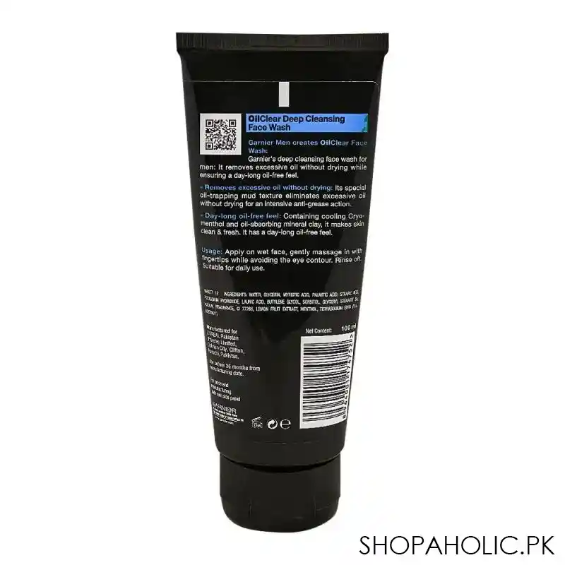 garnier men oil clear deep cleansing face wash, 100gm image3