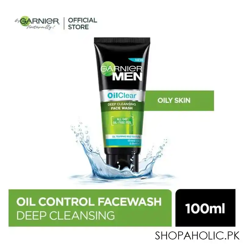 garnier men oil clear deep cleansing face wash, 100gm main image