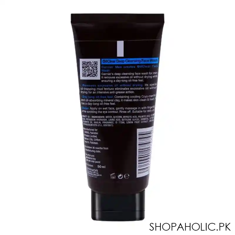 garnier men oil clear deep cleansing face wash 50g image3