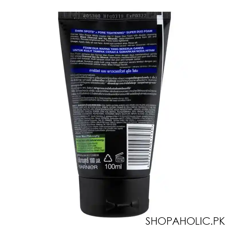 garnier men turbo bright dark spots + pore tightening super duo foam, 100ml image2