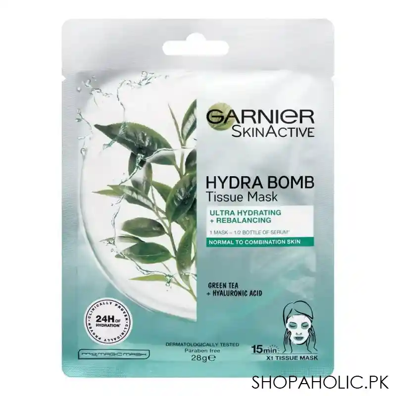 garnier skin active hydra bomb tissue mask, ultra hydrating + rebalancing, for normal to combination skin, 32g image2