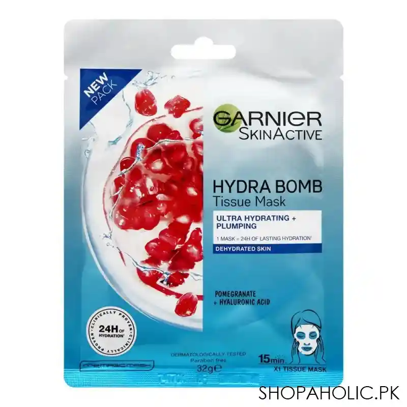 garnier skin active hydra bomb ultra hydrating + plumping face mask, 28g image2