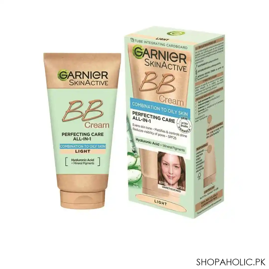 garnier skin active perfecting care all in 1 combination to oily skin bb cream light, 50ml main image