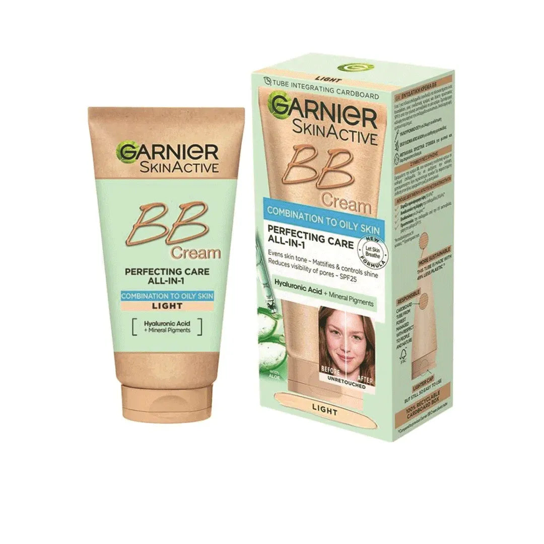 garnier skin active perfecting care all in 1 combination to oily skin bb cream light, 50ml main image