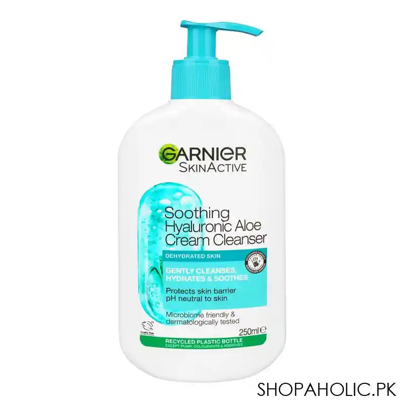 Garnier Skin Active Soothing Hyaluronic Aloe Cream Cleanser, PH Neutral, For Dehydrated Skin, 250ml - Main Image