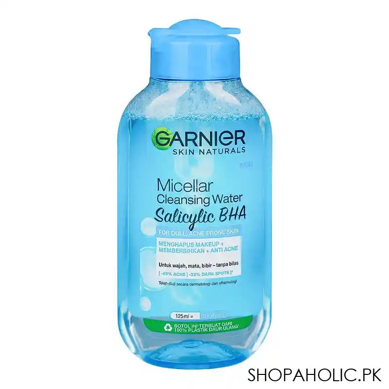 Garnier Skin Naturals Salicylic BHA Micellar Cleansing Water, For Dull Acne Prone Skin, 125ml - Main Image