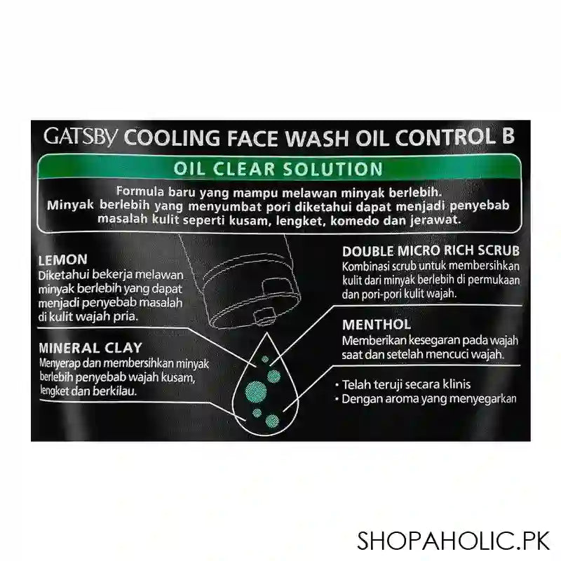 Gatsby Oil Clear Solution Cooling Face Wash, Image 2