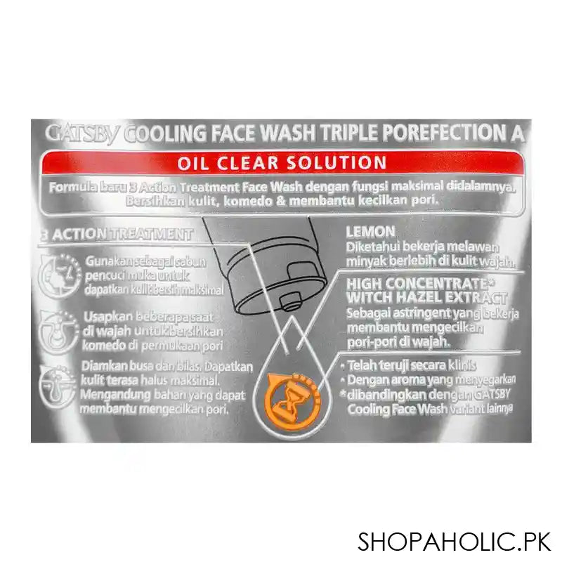 Gatsby Oil Clear Solution Triple Protection Face Wash, Image 4