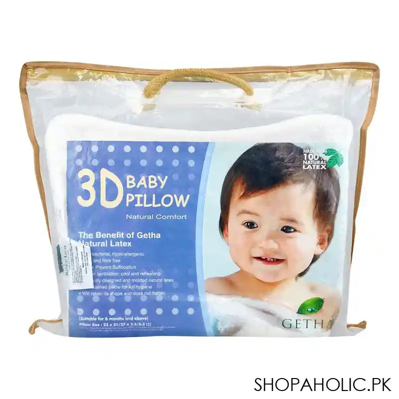 Getha 100% Natural Latex 3D Baby Pillow, 23 x 31/27 x 3.5/5.5 cm - Main Image