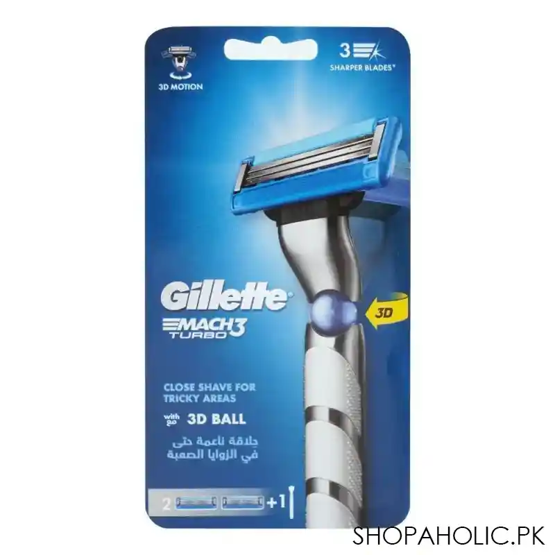 gillette mach 3 turbo 3d razor + cartriges 2 pack image2