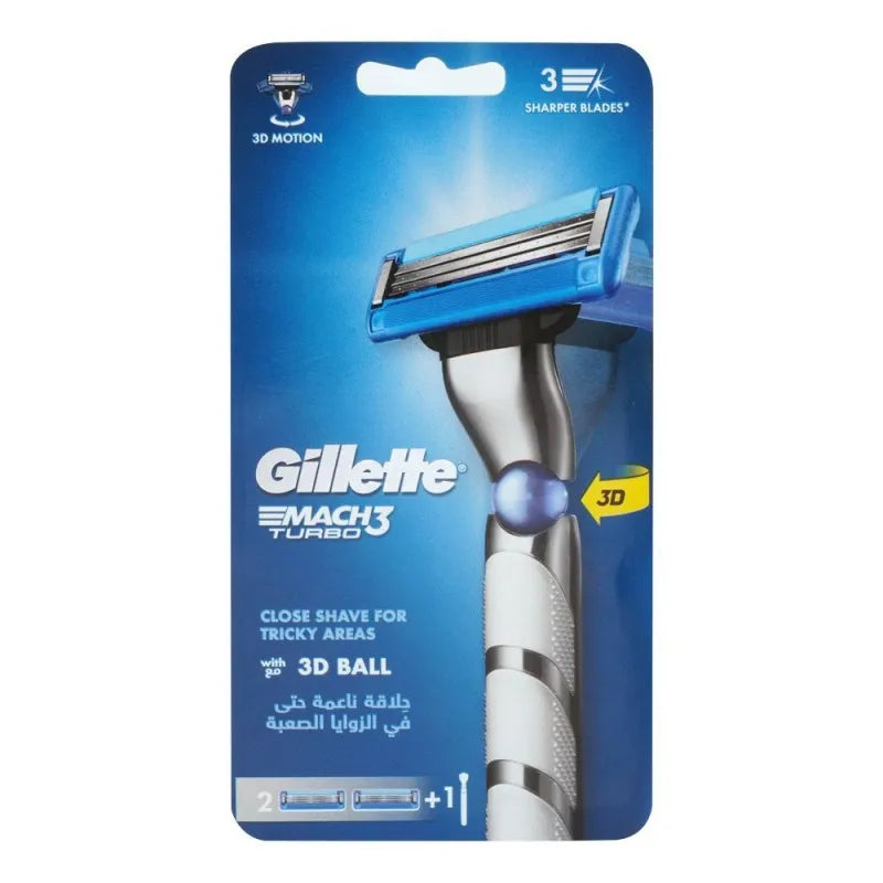 gillette mach 3 turbo 3d razor + cartriges 2 pack image2