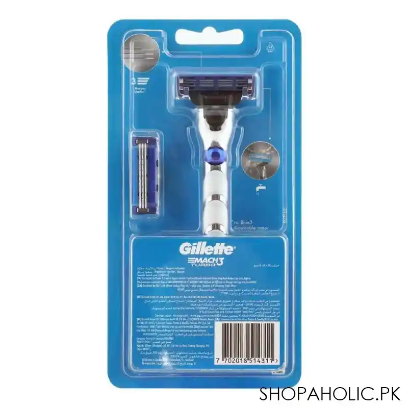 gillette mach 3 turbo 3d razor + cartriges 2 pack main image