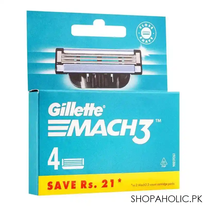 gillette mach3 cartridges, razor blades, 4 pack main image