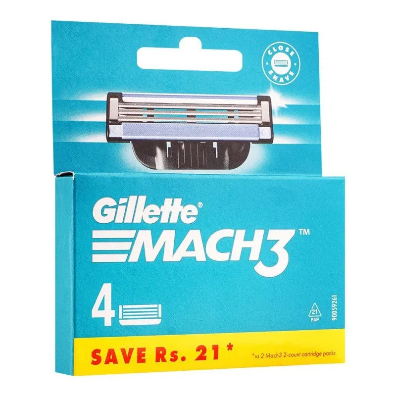 gillette mach3 cartridges, razor blades, 4 pack main image