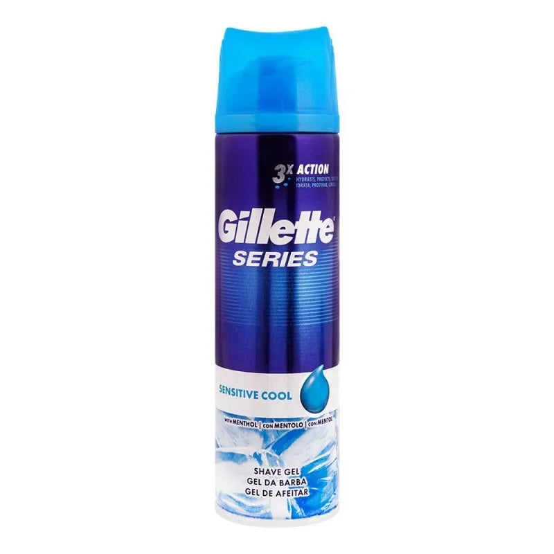 gillette series 3x action sensitive cool shave gel, 200ml main image