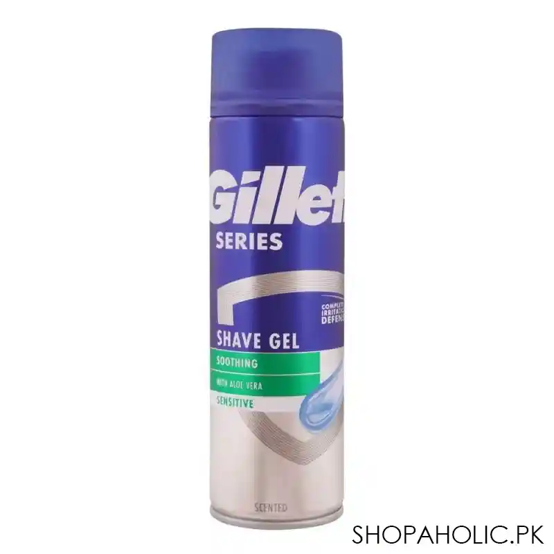 gillette series soothing with aloe vera sensitive shave gel, 200ml main image